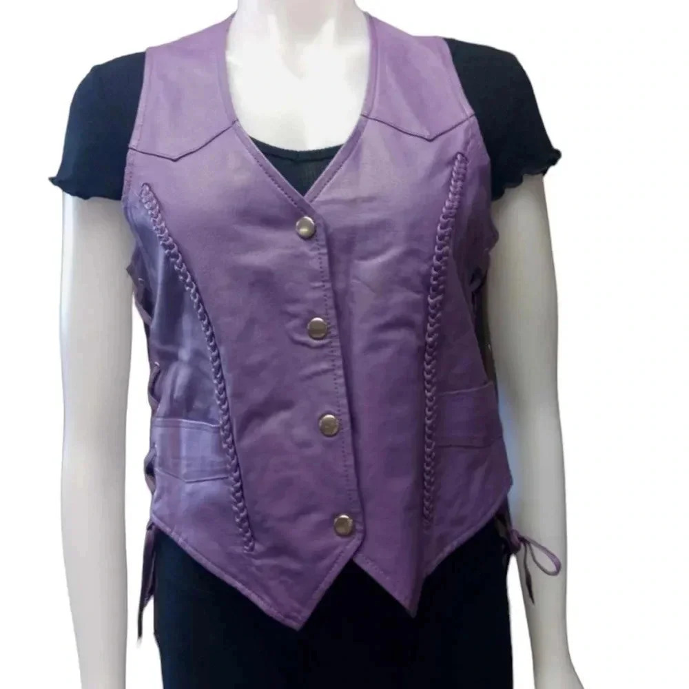 Bikers Club Violet Nylon Motorcycle  Adjustable Vest Size Medium